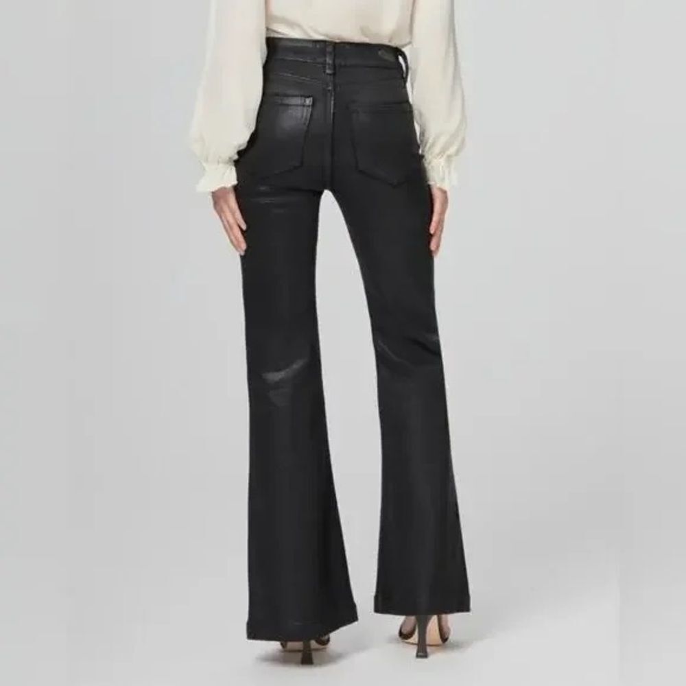 NWT Paige Genevieve Black Fog Luxe Coating Flare Pants Size 28 - Picture 7 of 15